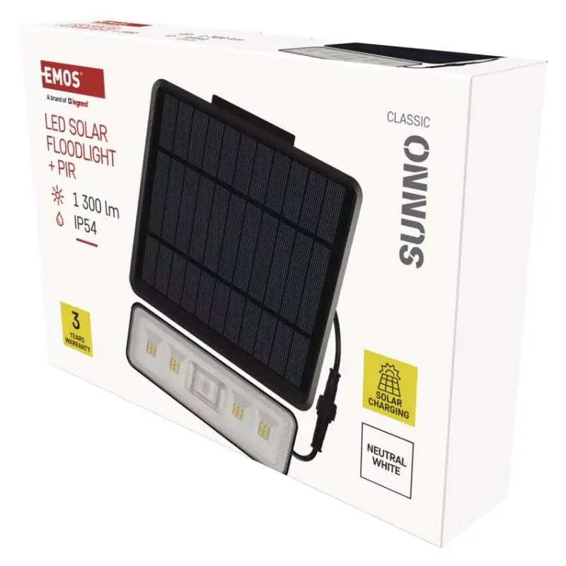 Ajánlat EMOS LED SOLAR reflektor hordozható SUNNO, PIR, 1300lm IP54 természetes fehér