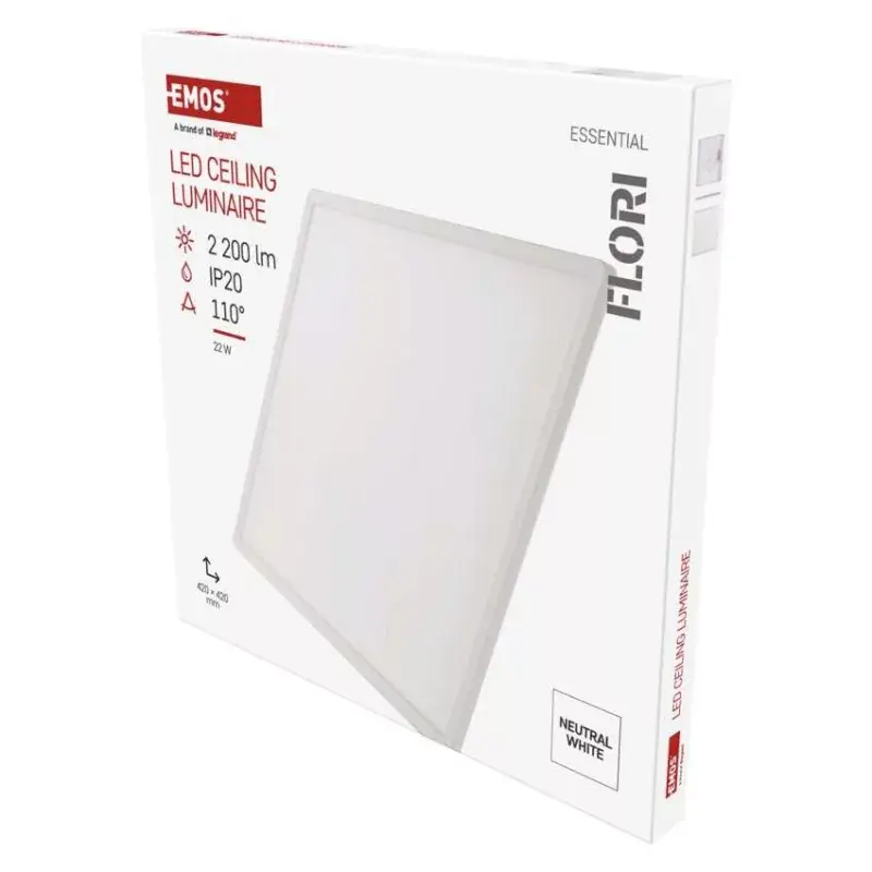 LED felületi lámpatest FLORI négyzet, fehér, 22W, semleges fehér Olcsóbb