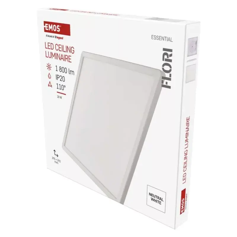 LED felületi lámpatest FLORI négyzet, fehér, 18W, semleges fehér Kiárusítás