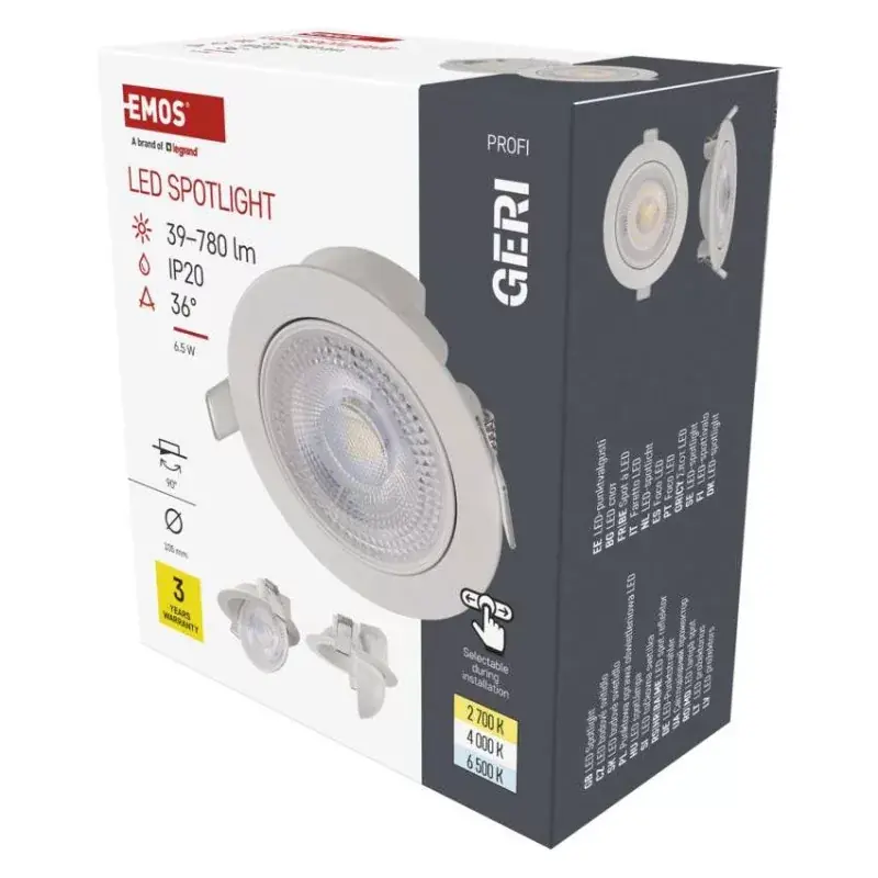 LED reflektor GERI fehér, kerek, 6,5W CCT Végkiárusítás