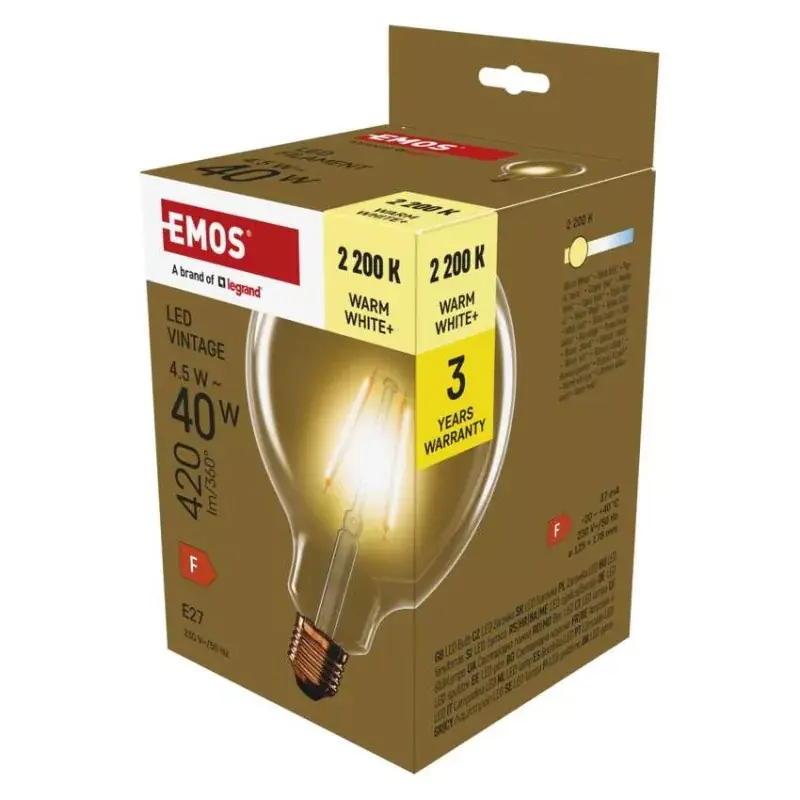 Vedd meg online LED izzó Vintage G125 / E27 / 4,5 W (40 W) / 420 lm / Meleg fehér