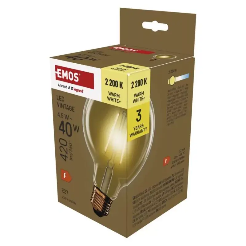 Azonnali szállítás LED izzó Vintage G95 / E27 / 4,5 W (40 W) / 420 lm / Meleg fehér