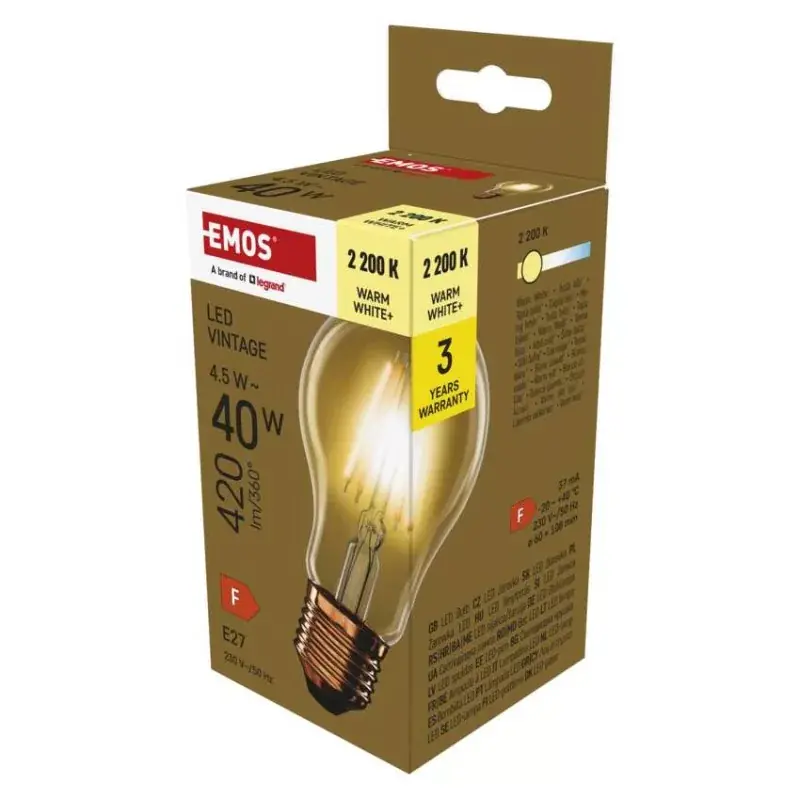 Vásárlói kedvenc LED izzó Vintage A60 / E27 / 4,5 W (40 W) / 420 lm / Meleg fehér