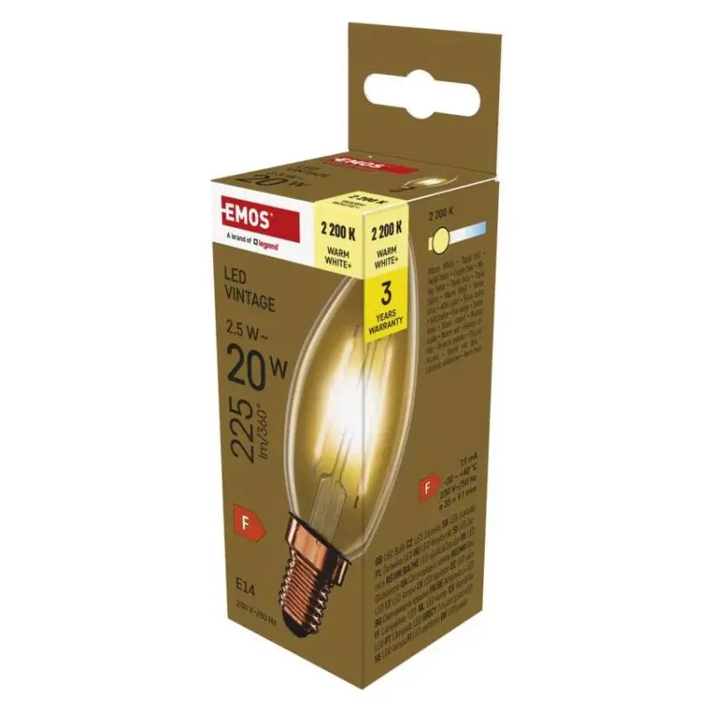 Biztonságos fizetés LED izzó Vintage gyertya / E14 / 2,5 W (20 W) / 225 lm / Meleg fehér