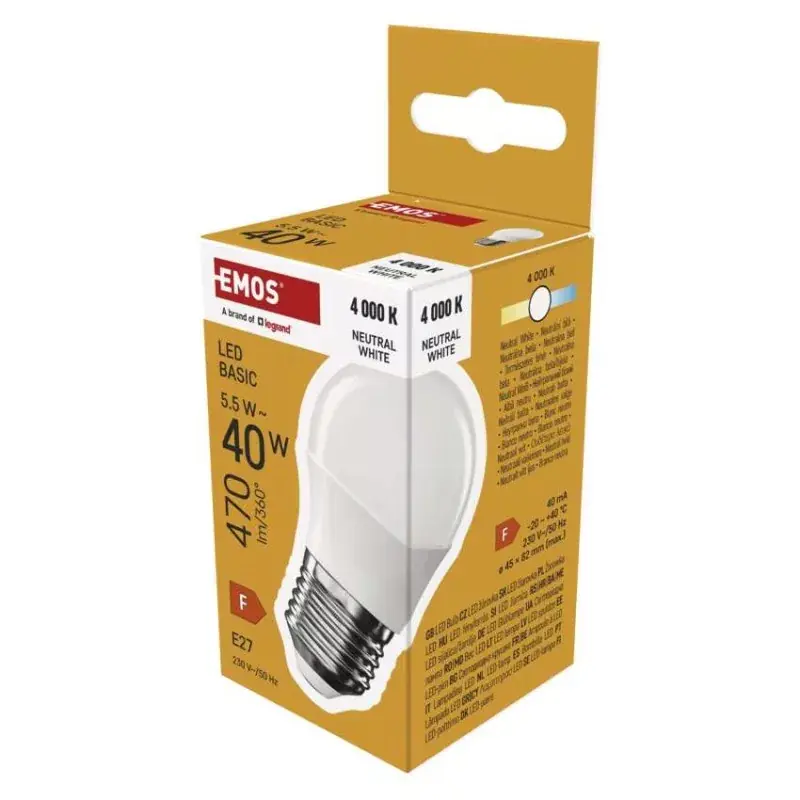 LED izzó Basic Mini Globe / E27 / 5,5 W (40 W) / 470 lm / Természetes fehér Expressz szállítás
