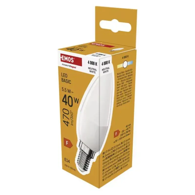 LED izzó Basic gyertya / E14 / 5,5 W (40 W) / 470 lm / Semleges fehér Nézd meg most