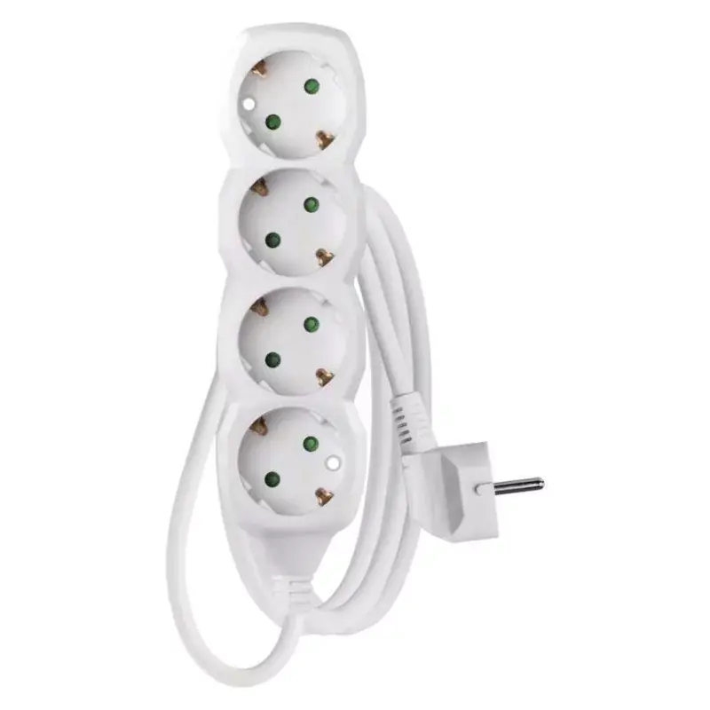 Újdonság Hosszabbító 2 m / 4 aljzat / fehér / PVC / 1 mm2