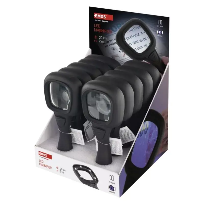 Kézi nagyító LED/UV megvilágítással, 10 db, dobozos kiszerelésben Újdonság