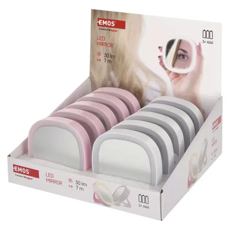Hordozható sminktükör LED fénnyel 10db, display box Akciós ár