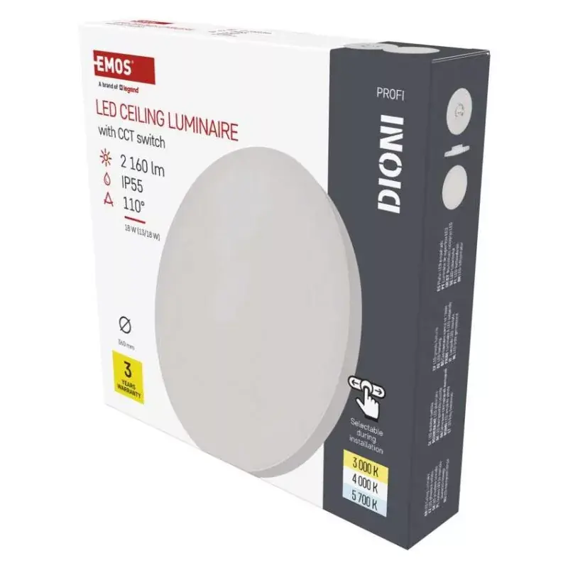 Outlet LED felületi lámpatest DIONI kerek, fehér, 18W, CCT