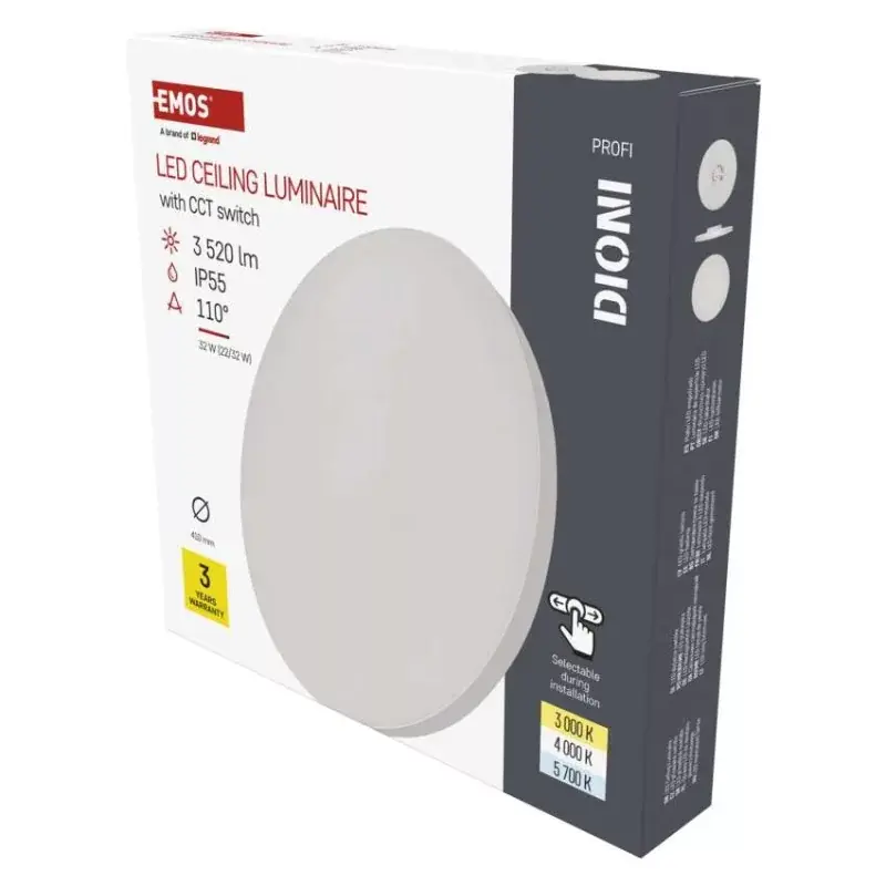 LED felületi lámpatest DIONI kerek, fehér, 32W, CCT Expressz szállítás