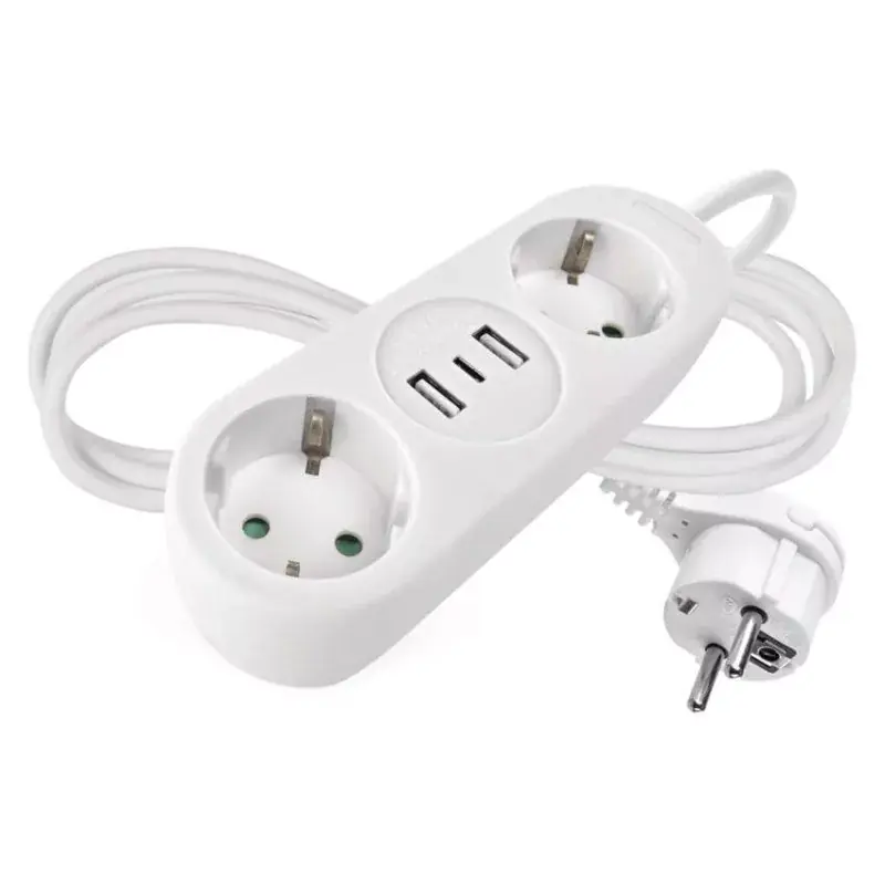 Akció Hosszabbító 1,4 m / 2 aljzat+2×USB-A+1×USB-C / fehér / PVC / 1,5 mm2