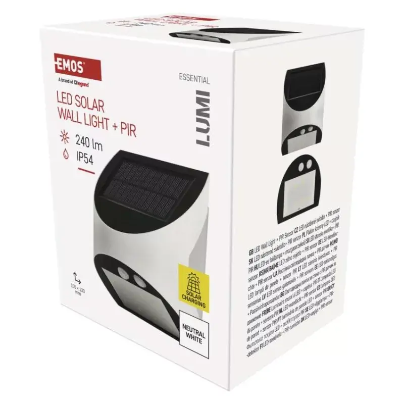 EMOS LED SOLAR lámpatest LUMI PIR, 240lm IP54 természetes fehér Azonnal elérhető