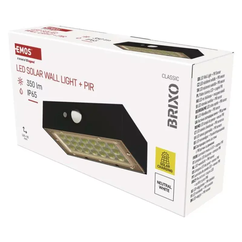 EMOS LED SOLAR lámpatest BRIXO PIR, 350lm IP65 természetes fehér Vedd meg most