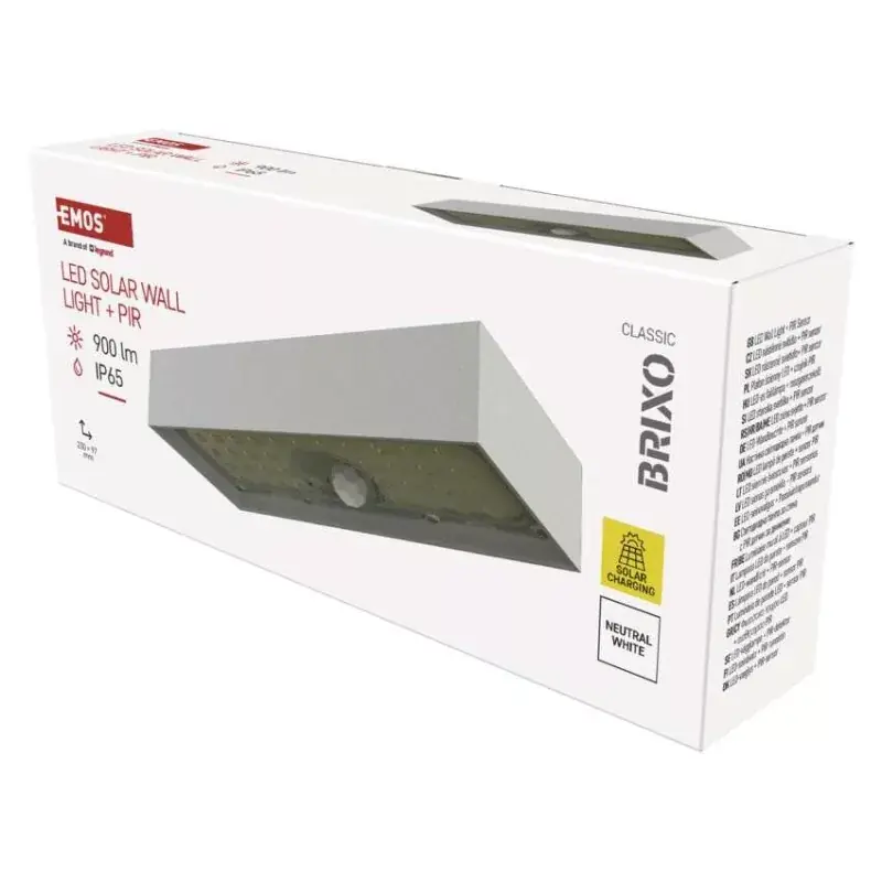 Legkelendőbb EMOS LED SOLAR lámpatest BRIXO PIR, 900lm IP65 természetes fehér