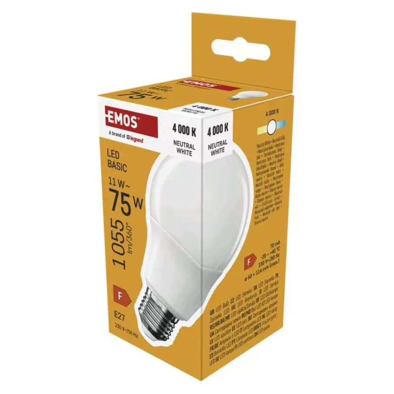 Gyors kiszállítás LED izzó Basic A60 / E27 / 11W (75 W) / 1055 lm / Természetes fehér