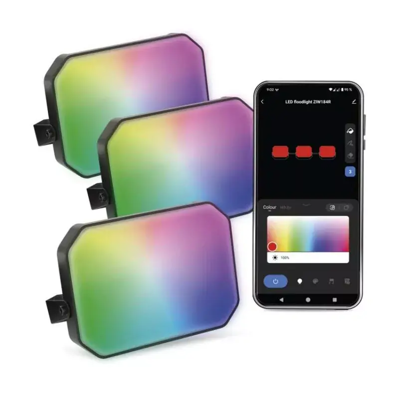 GoSmart kültéri LED reflektor, kezdő készlet, 3 darab, 14 W, RGBIC dimmelhető, WiFi Árengedmény