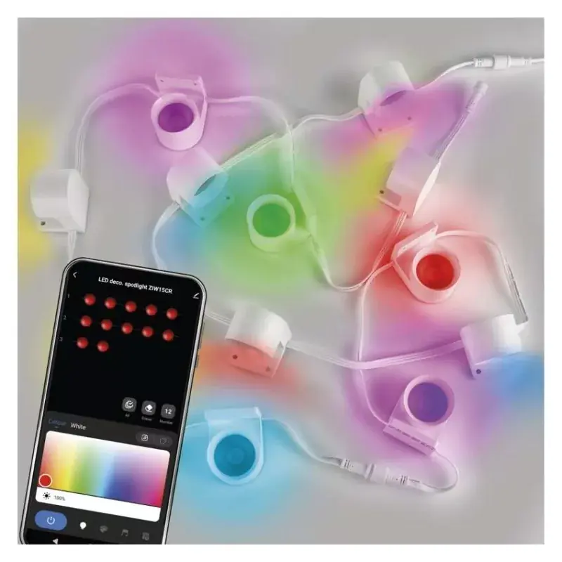 GoSmart LED reflektor - 255 cm-es lánc, 12 rész, 7 W, RGBIC+CCT, dimmelhető, WiFi Korlátozott ajánlat