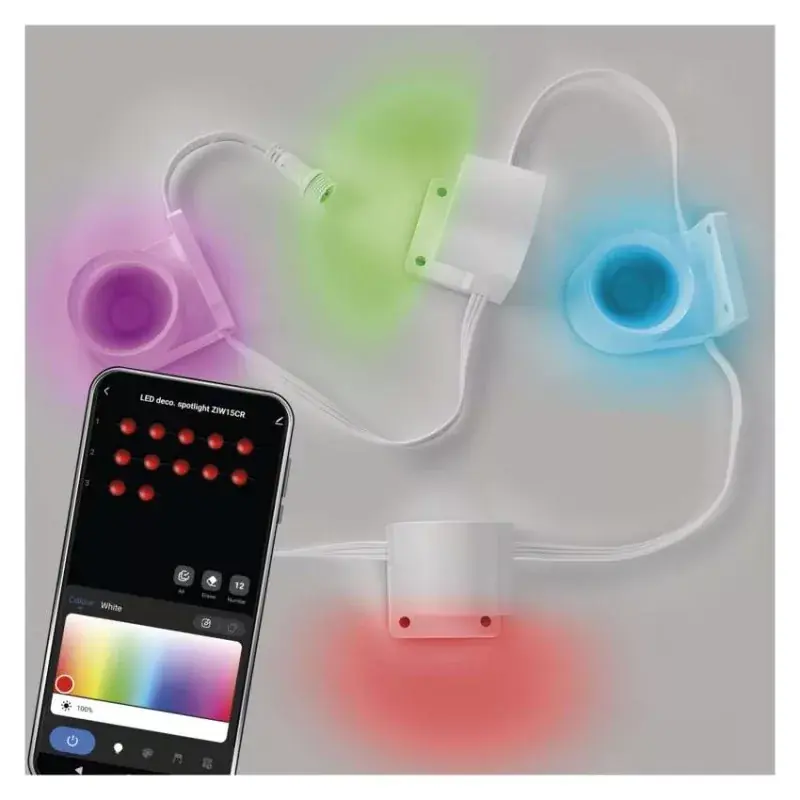 GoSmart LED reflektor - 85 cm-es lánc, 4 rész, 7 W, RGBIC+CCT, dimmelhető, WiFi Prémium