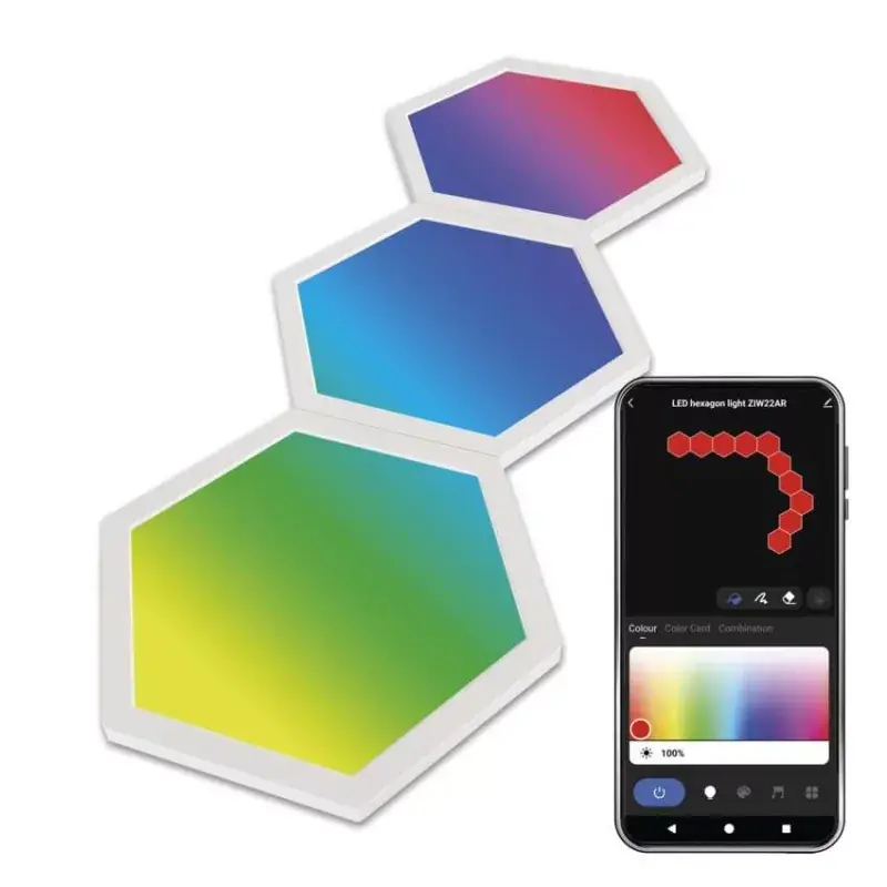GoSmart LED-es lámpatest Hexagon, kiegészítő készlet,3 rész, 1,8 W, RGBIC dimmelhető, WiFi Gyors szállítás