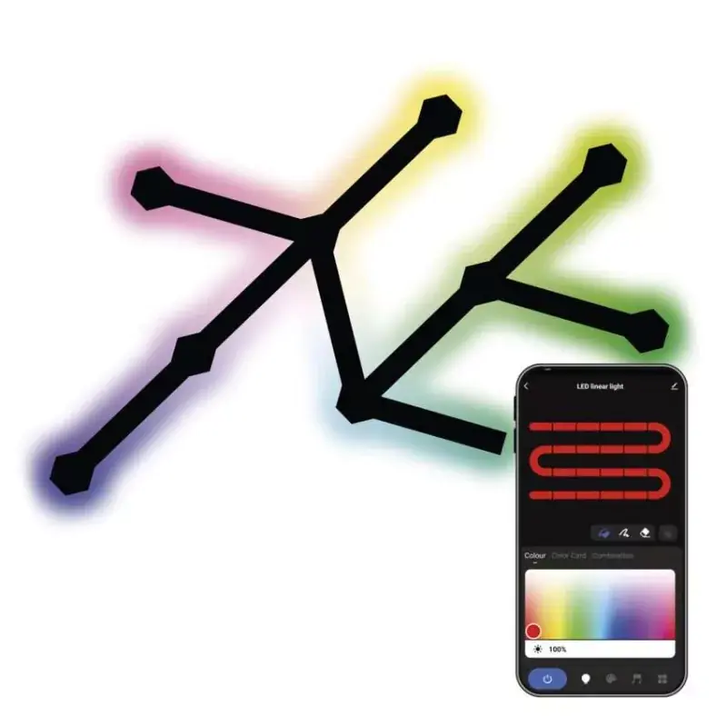 GoSmart LED-es lámpatest Lines fekete, 9 részből álló, 34 W, RGBIC dimmelhető, WiFi Korlátozott ajánlat