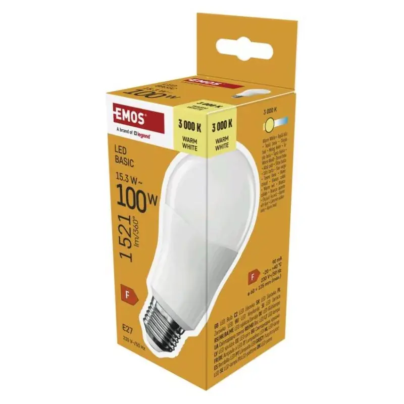 Legjobb ár LED izzó Basic A60 / E27 / 15,3W (100 W) / 1521 lm / Meleg fehér