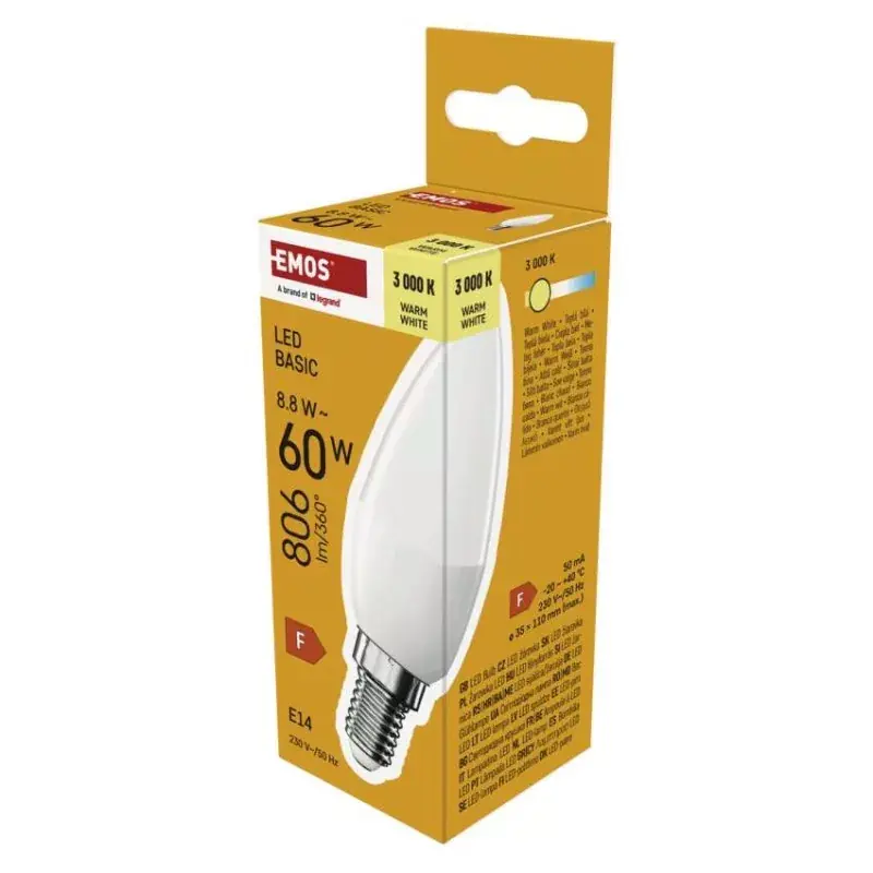 LED izzó Basic Candle E14 / 8,8 W (60 W) / 806 lm / Meleg fehér Azonnal elérhető