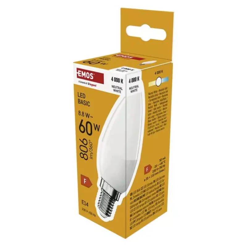 LED izzó Basic Candle E14 / 8,8 W (60 W) / 806 lm / Természetes fehér Kedvezmény