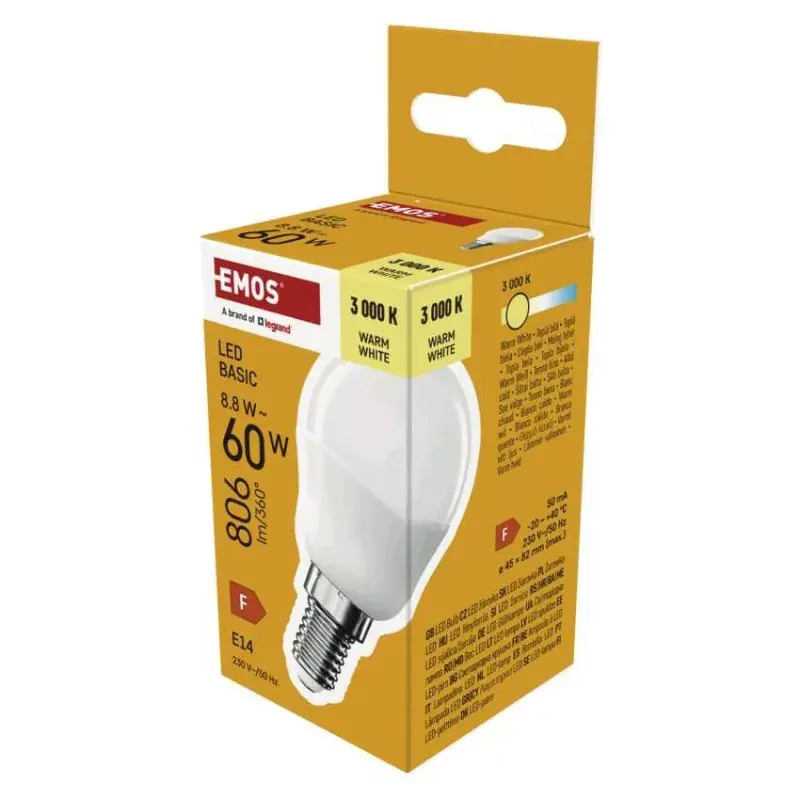 Végkiárusítás LED izzó Basic MINI GLOBE E14 / 8,8 W (60 W) / 806 lm / Meleg fehér
