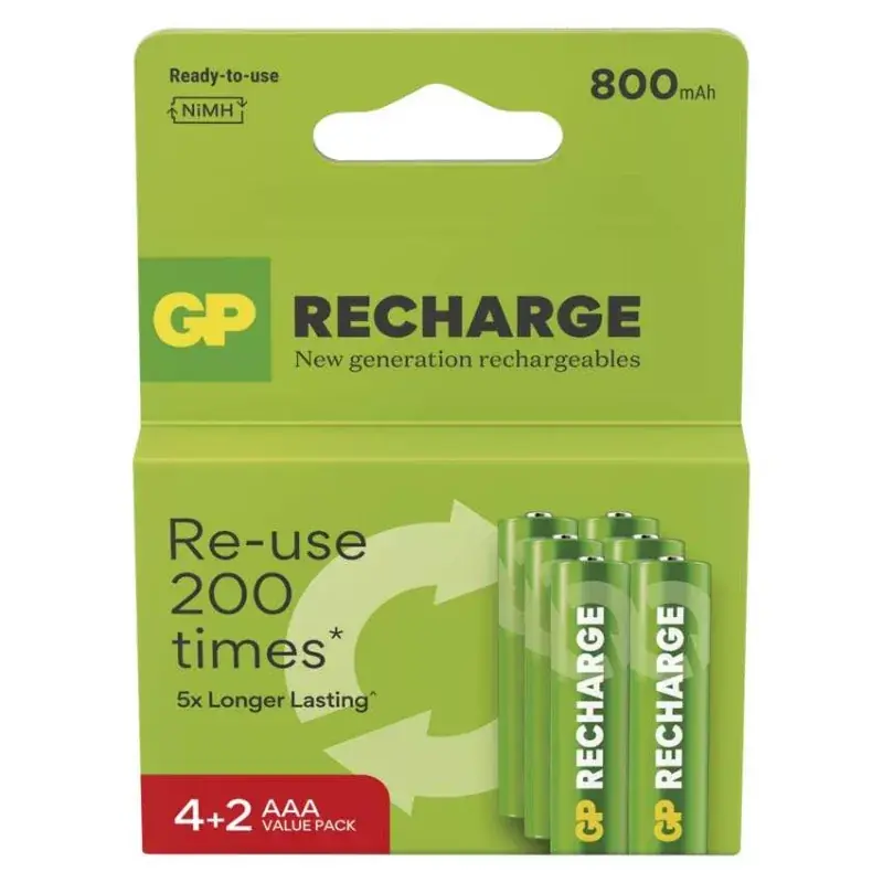 Biztonságos fizetés GP Recharge 800 AAA Akkumulátor (HR03) 6db