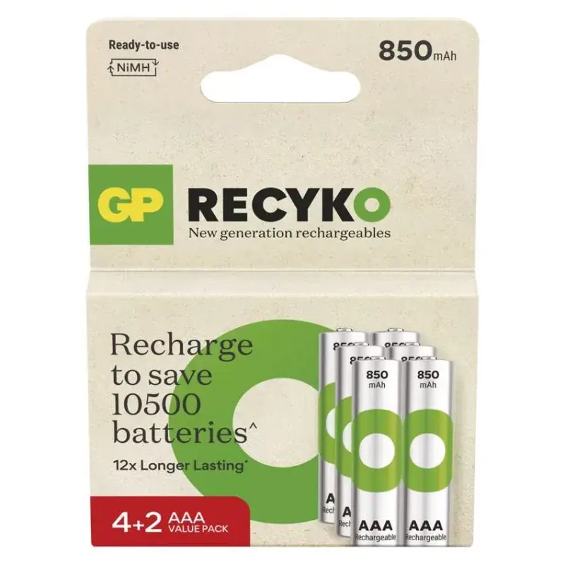 GP ReCyko NiMH Akkumulátor HR03 (AAA) 850mAh 6db Árengedmény