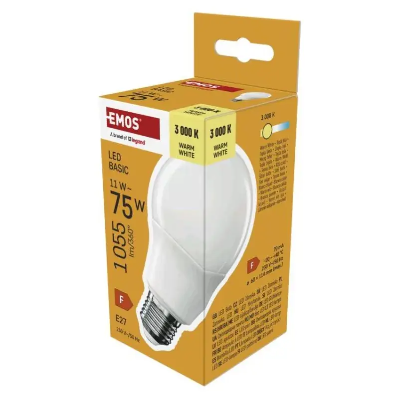 LED izzó Basic A60 / E27 / 11W (75 W) / 1055 lm / Meleg fehér Szuper ajánlat