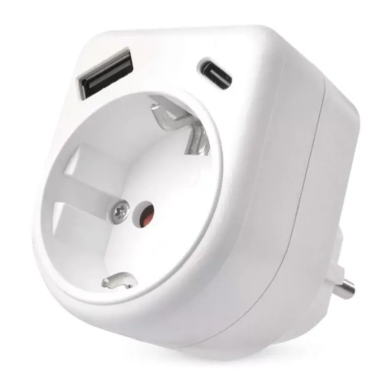 Kiárusítás Aljzat elágazó 1×, 1×USB-A+1×USB-C, fehér