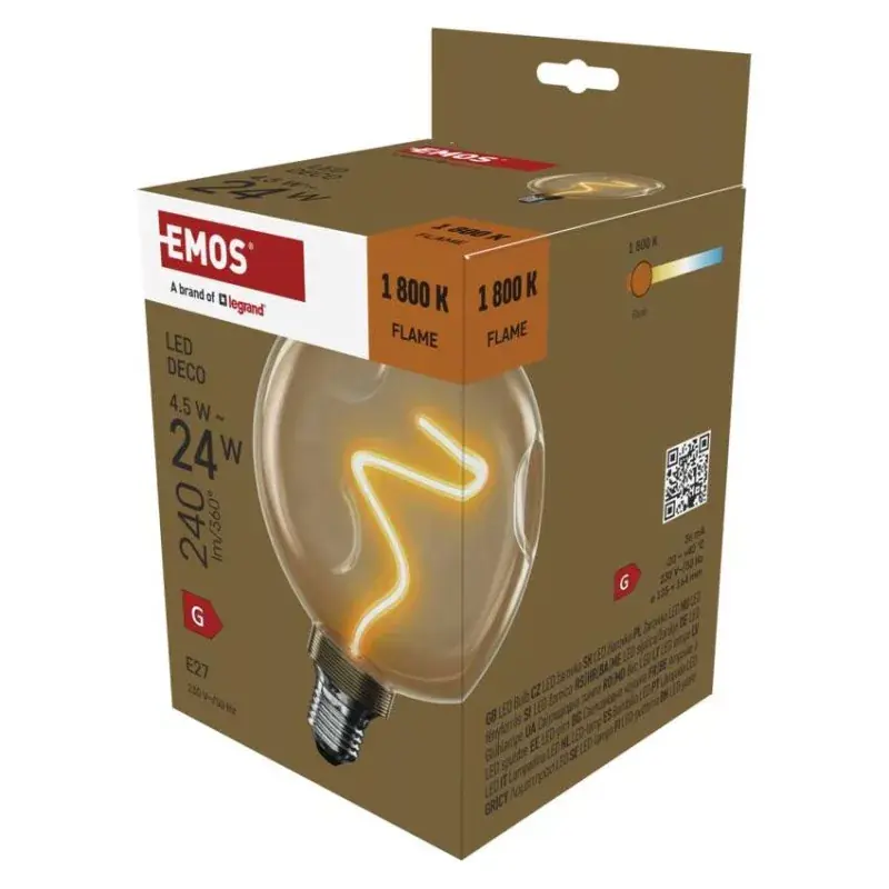 Outlet LED izzó DECO CG125A / E27 / 4,5 W (24 W) / 240 lm / flame