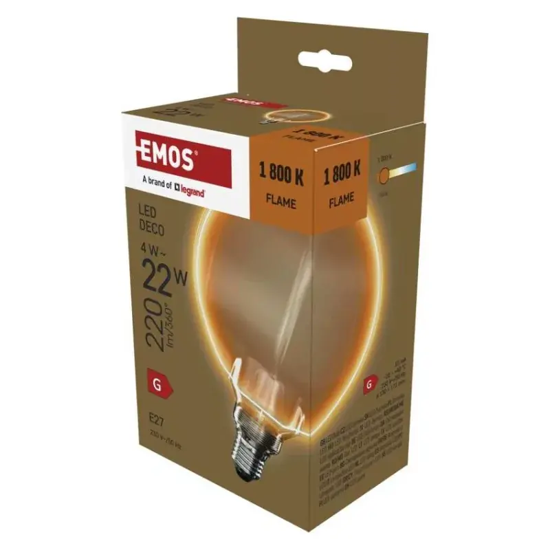Népszerű LED izzó DECO G130OA / E27 / 4 W (22 W) / 220 lm / flame