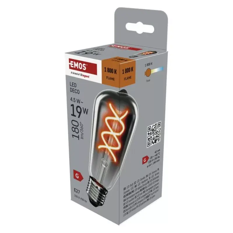 Expressz szállítás LED izzó DECO SMOKED ST64 / E27 / 4,5 W (19 W) / 180 lm / flame