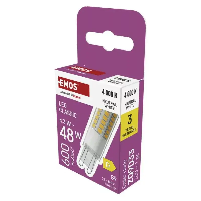 Ne maradj le LED izzó Classic JC / G9 / 4,3 W (48 W) / 600 lm / Természetes fehér