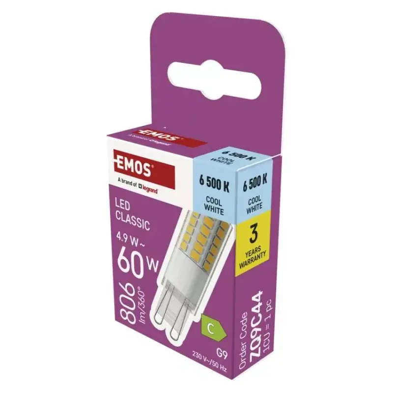 LED izzó Classic JC / G9 / 4,9 W (60 W) / 806 lm / Hideg fehér Ne maradj le