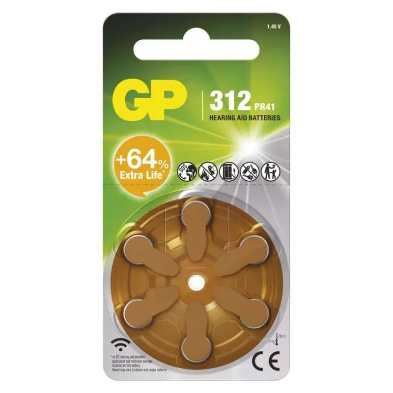 Különleges ajánlat GP Gombelem hallókészülékekbe ZA312 6db/bliszter