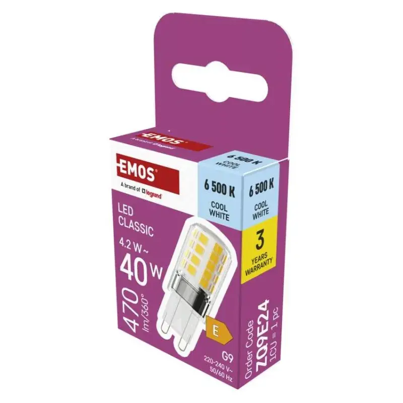 LED izzó Classic JC / G9 / 4,2 W (40 W) / 470 lm / Hideg fehér Korlátozott ajánlat