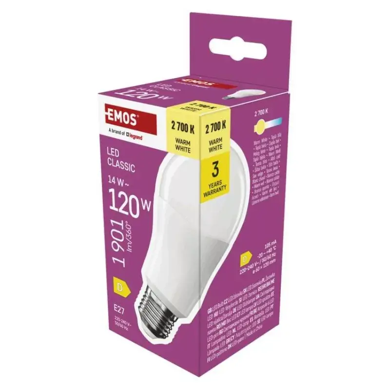 LED izzó Classic A60 / E27 / 14 W (120 W) / 1901 lm / Meleg fehér Outlet