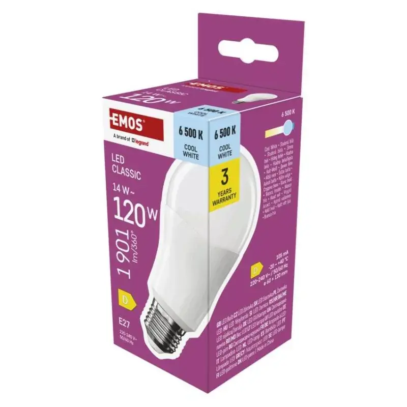 LED izzó Classic A60 / E27 / 14 W (120 W) / 1901 lm / Hideg fehér Olcsóbb