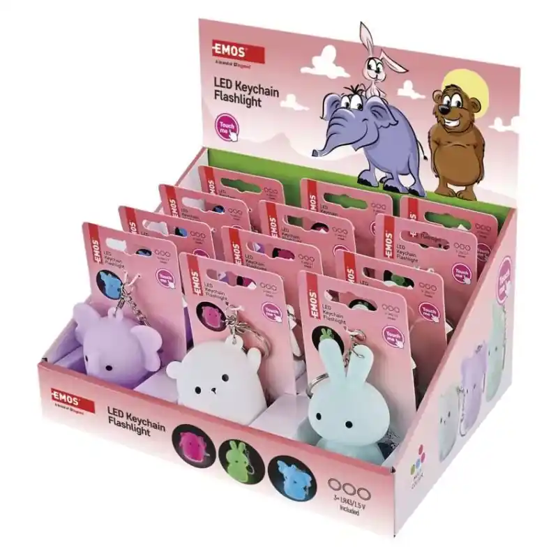 Legjobb ár LED szilikon kulcstartó – állatkák, 12 db, display box