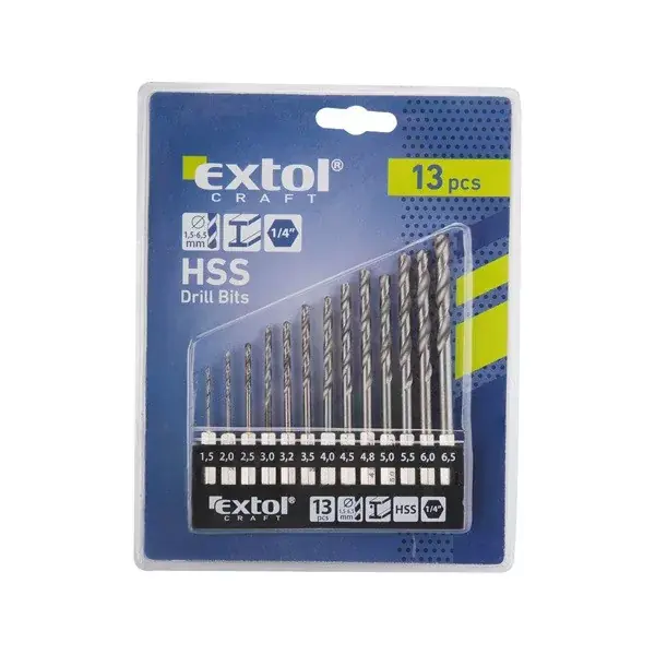 Biztonságos vásárlás fémcsigafúró klt., 13db, HSS; 1,5-6,5mm, 1/4" BIT befogás, polírozott, műanyag tartóban, bliszteren