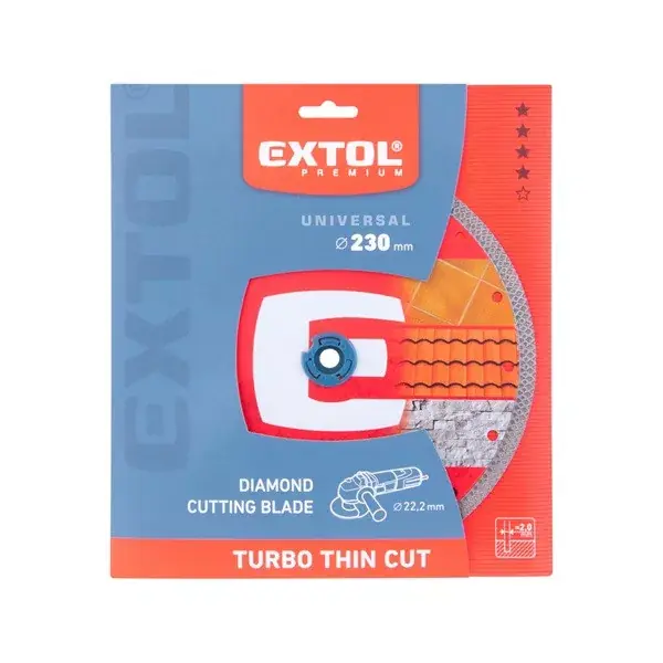 Legkelendőbb gyémántvágó, ipari korong, TURBO Thin Cut, gyors és vékony vágás 2,0 mm vastagság; 230×22,2mm, száraz és vizes vágásra