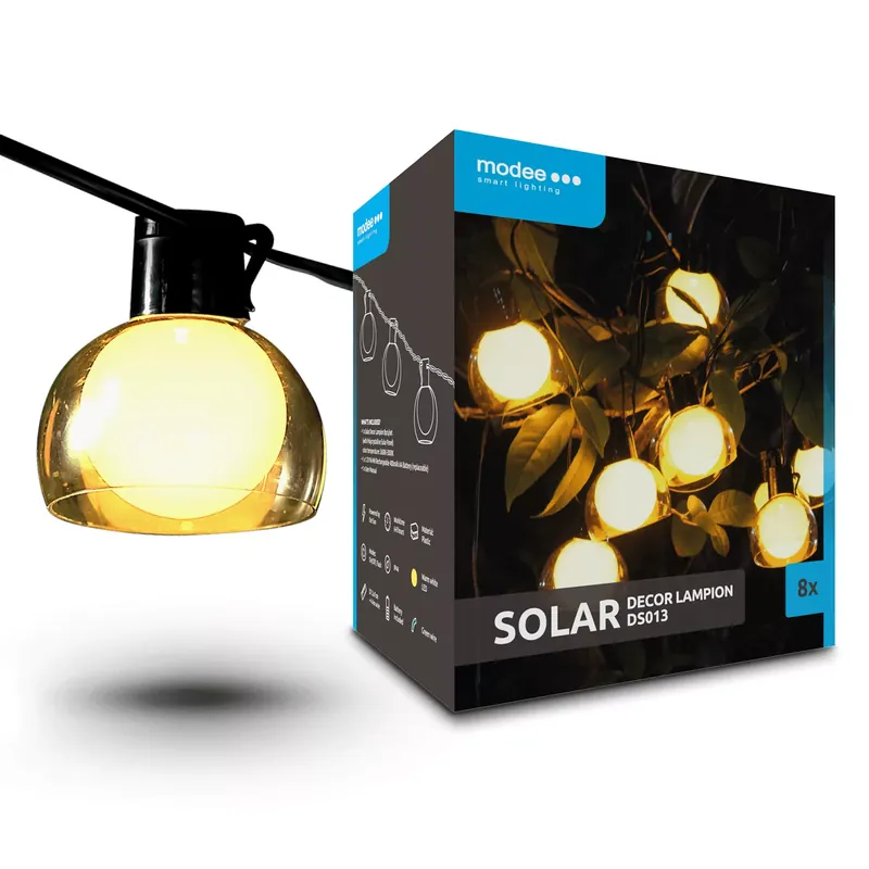 Modee Lighting LED Szolár Napelemes Dekor Lampion 8db 4,4m DS013 Prémium