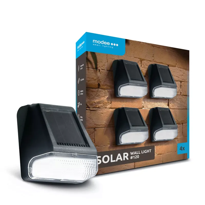 Rendeld meg most Modee Lighting LED Szolár Napelemes Fali Lámpa WS120 (4db/doboz)