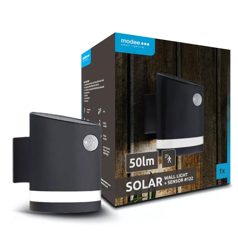 Modee Lighting LED Szolár Napelemes Fali Lámpa WS122 + sensor (50 lumen) Árcsökkenés