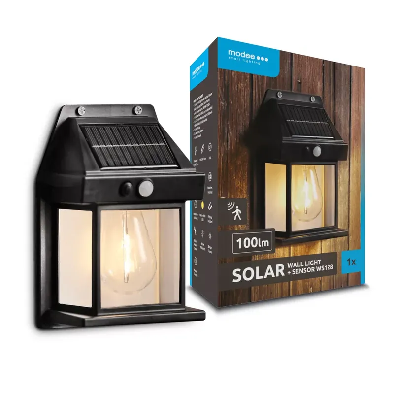 Kiárusítás Modee Lighting LED Szolár Napelemes Fali Lámpa WS128 + sensor (1db/doboz)
