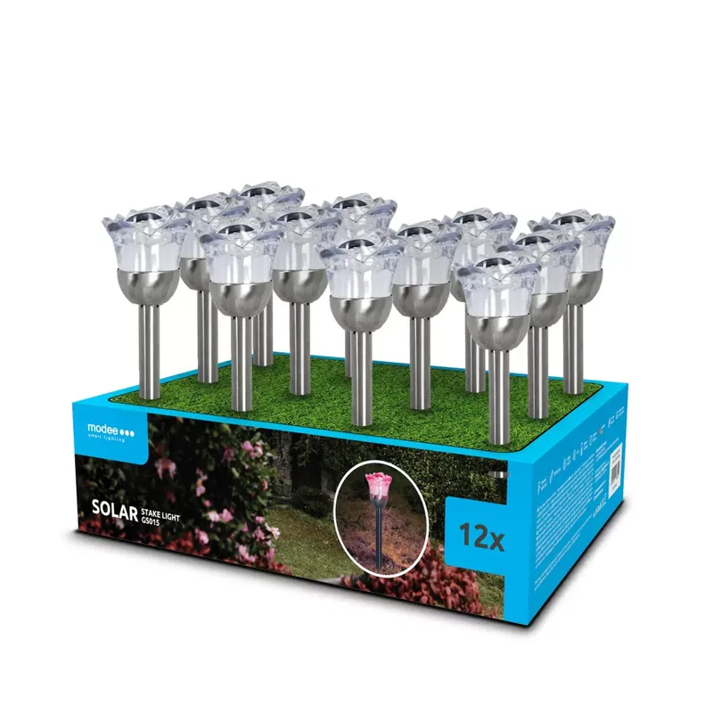 Modee Lighting LED Szolár Napelemes Leszúrható RGB GS015 (37cm) (12db/display) Biztonságos vásárlás